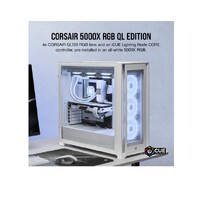 CORSAIR iCUE 5000X RGB QL Edition ATX E-ATXUSB Type-C 3x 360mm LC 4x pre-installed QL120 ARGB fans  Lighting Node CORE All White Case 