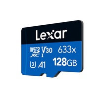 Lexar High-Performance 633x 128GB microSDHC  microSDXC UHS-I Card BLUE Series adaptor 128GB  C10, A1, UHS-I (U3), V30, up to 100MB s read, 45MB s