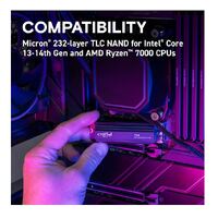 Crucial T705 4TB Gen5 NVMe SSD Heatsink - 14100 12600 MB s R W 2400TBW 1.5M IOPs 1.5M hrs MTTF with DirectStorage for Intel 14th Gen  AMD Ryzen 7000