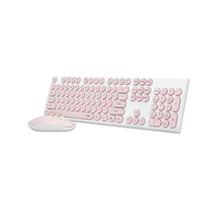  RAPOO X260S Wireless Optical Mouse  Keyboard PINK- 2.4G Connection 10M Range Spill-Resistant Retro Style Round Key Cap(LS S260S-Black White