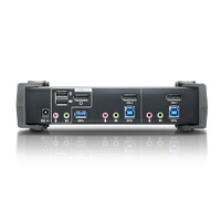 Aten Desktop KVMP Switch 2 Port Single Display 4k DisplayPort w  audio Cables Included 2x USB Port Selection Via Front Panel