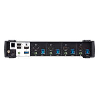 Aten Desktop KVMP Switch 4 Port Single Display 4k HDMI w  audio mixer mode Cables Included Selection Via Front Panel