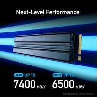 Lexar LNM790X002T-RN9NG Internal SSD 2TB M.2 2280 PCIe Gen 4x4 NVMe SSD up to 7400MB s read, 6500MB s write with heatsink