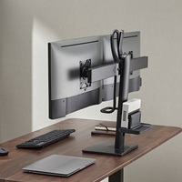 Brateck Dual Screens Vertical Lift Monitor Stand With Thin Client CPU Mount  Fit Most 17 inch-27 inch Monitor Up to 6kg per screen VESA 100x10075x75