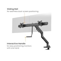 Brateck LDT81-C022UC-B NOTEWORTHY GAS SPRING DUAL MONITOR ARM WITH USB-A USB-C PORTS Fit Most 17 inch-32 inch Monitor Fine Texture Black(new)