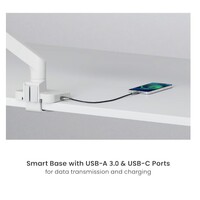 Brateck LDT81-C022UC-W NOTEWORTHY GAS SPRING DUAL MONITOR ARM WITH USB-A USB-C PORTS Fit Most 17 inch-32 inch Monitor Fine Texture White(new)