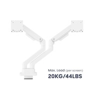 Brateck LDT81-C024-W NOTEWORTHY HEAVY-DUTY GAS SPRING DUAL MONITOR ARM Fit Most 17 inch-35 inch Monitor Fine Texture White(new)