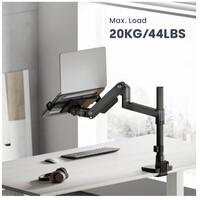 Brateck LDT81-C012P-ML-B POLE-MOUNTED HEAVY-DUTY GAS SPRING MONITOR ARM WITH LAPTOP HOLDER For most 17 inch~49 inch Monitors Fine Texture Black (new)