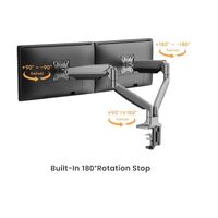 Brateck LDT82-C024-BK DUAL SCREEN HEAVY-DUTY GAS SPRING MONITOR ARM For most 17 inch~35 inch Monitors Matte Black(New)
