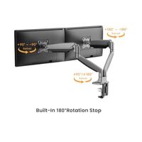 Brateck LDT82-C024UC DUAL SCREEN HEAVY-DUTY GAS SPRING MONITOR ARM WITH USB PORTS For most 17 inch~35 inch Monitors Matte Black(New)