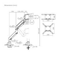 Brateck LDT92-C012UC-B FUTURE-PROOF HEAVY-DUTY GAS SPRING MONITOR ARM WITH USB PORTS (new)