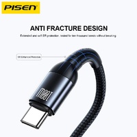 Pisen Braided USB-C to USB-C 100W PD Fast Charge Cable (1M) Black - Bend-Resistant Samsung GalaxyApple iPhoneiPadMacBookGoogleOPPONokiaLaptop