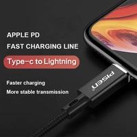 Pisen Braided Lightning to USB-C PD Fast Charge Cable (1M) Black - Support 3A, Anti-Breaking, Reinforced & More Durable, Apple iPhone/iPad/MacBook