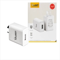 USP 10W USB-A Fast Wall Charger White - Intelligent Chip Smart Charging Output Voltage DC5V 3A Output Current 2A max Charge Your Phones  Tablets