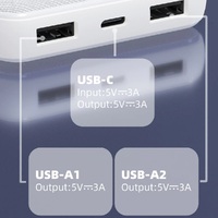 USP 10K mAh Power Bank (37W) with Triple Ports (USB-C  Dual USB-A) White - LED Power IndicatorFast  SafeIntelligent ChargingMeet Airport Aviation