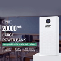 USP 20K mAh Power Bank - White 2 USB-A Outputs (5W  10W) 2 USB Input Digital Display Comfortable Grip Charge 2 Devices Intelligent Matching