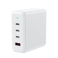 USP 100W Four Port USB-C PD GaN Wall Charger White - Triple USB-C 1x USB-A PPS Technology Inteligent Charge 4 Devices Simultaneously