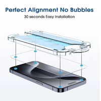 USP Apple iPhone 16   iPhone 15 Tempered Glass Screen Protector : Full Coverage, Easy Align Dust-free Tray, 9H Hardness, Bubble-Free, Crystal Clear