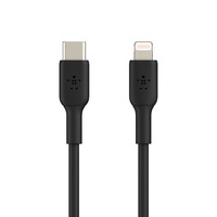 Belkin BoostCharge Lightning to USB-C Cable (1m/3.3ft) - Black (CAA003bt1MBK), 18W Fast Charge, 480Mbps, 8,000+ bends tested, USB-C PD, PVC Cable,2YR.