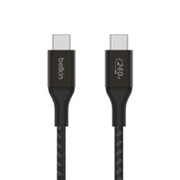 Belkin BoostCharge USB-C to USB-C Cable 2M - Black (CAB015bt2Mbk), 240W, 480Mbps, 30K bend, Samsung Galaxy,iPad,MacBook,Google,OPPO,Nokia,2YR