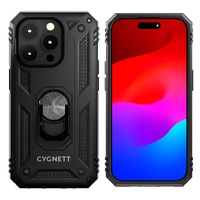 Cygnett Apple iPhone 15 Pro (6.1 inch) Rugged Case - Black (CY4634CPSPC) Integrated kickstand Secure and magnetic disk mount 6ft drop protection