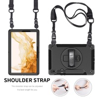 Pisen Rugged Samsung Galaxy Tab S9   Tab S9 FE (12.4 inch) Case Black - Built-in-KickstandAdjustable Hand StrapShoulder StrapPen HolderDropProof