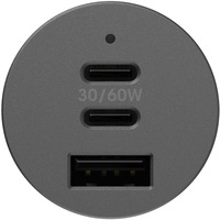 OtterBox USB-C 72W Triple Port Premium Pro Fast Car Charger - Black (78-80899) 1x USB-A (12W) 2x USB-C 30W (60W Shared) Intelligent Safe Charging