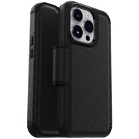 OtterBox Strada Apple iPhone 14 Pro Case Black - (77-88564) DROP 3X Military Standard Leather Folio Cover Card Holder Raised Edges Soft Touch