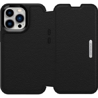 OtterBox Strada Apple iPhone 13 Pro Case Black - (77-85796) DROP 3X Military Standard Leather Folio Cover Card Holder Raised Edges Soft Touch