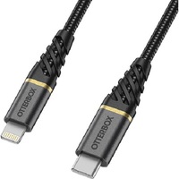 OtterBox Lightning to USB-C Fast Charge Premium Cable (1M) - Black (78-52654)3 AMPS (60W)MFi USB PD10K Bend FlexBraided Apple iPhone iPad MacBook
