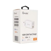 Oxhorn Charger Accessories AC 100W GaN Type C fast Charger 3 Ports 2xUSB-C 1xUSB-A PD3.0 QC4.0 PPS for Laptop Mobile Tablet Other Device White