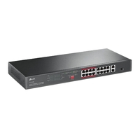 TP-Link TL-SL1218P 16-Port 10 100 Mbps  2-Port Gigabit Rackmount Switch with 16-Port PoE Up to 150W for all PoE ports Up to 30W for each PoE port