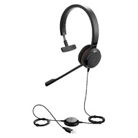 Jabra Evolve2 20SE MS Mono USB-A Headset, Plug-and-play, Noise-cancelling, Clearer Conversation, Manage Calls Easily, Leatherette Ear Cushions