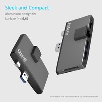 mbeat  Edge Pro Multifunction USB- C Hub for Microsoft Surface Pro 5 6  Metal Grey (HDMI LAN USB 3.0 Hub Card Reader)