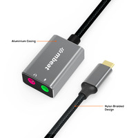 mbeat Elite USB-C to 3.5mm Audio and Microphone Adapter -  Adds Headphone Audio and Microphone Jack to USB-C Computer Tablet Smartphone Devices - Spa