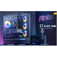 Antec C7-ARGB E-ATX Seamless Panoramic 270 View USB-C 4x ARGB PWM Fans. Side Radiator Support. RTX 4090 Back Connect MBs Flip Door Black Case