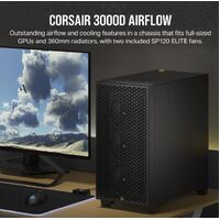 Corsair Carbide Series 3000D Solid Steel Front ATX Tempered Glass Black 2x 120mm Fans pre-installed. USB 3.0 x 2 Audio I O. Case