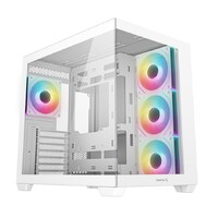 DeepCool CG530 4F WH ATX Case, Tempered Glass,4 Pre-Instaled Fans, USB3.02Gen2 Type-C x1Audio Mic1, Cable,  Supports Rear Connect