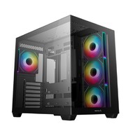 DeepCool CG530 4F ATX Case, Tempered Glass,4 Pre-Instaled Fans, USB3.02Gen2 Type-C x1Audio Mic1, Cable,  Supports Rear Connector