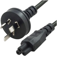 8ware AU Power Lead Cord Cable 1m 3-Pin AU to ICE 320-C5 Cloverleaf Plug Mickey Type Black Male to Female 240V 7.5A 3 core Notebook Laptop AC Adapter