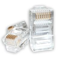 Astrotek RJ45 Jack Connector Modular Plug Crimp 8P8C CAT5e LAN Network Ethernet Head 2 Prong Blade 3u inch Transparent (20 pack)