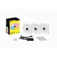 Corsair White SP120 RGB ELITE 120mm RGB LED PWM Fan with AirGuide Triple Pack with Lighting Node CORE 