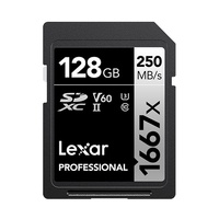 Lexar Professional 1667x 128GB SDXC UHS-II Card SILVER Series including 1080p Full-HD, 3D, and 4K video, with a read transfer speed up to 250MB s 1