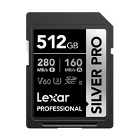 Lexar Professional SILVER PRO 512GB SDXC UHS-II Card 512GBC10,  UHS-II(U3), V60,  Silver Pro, up to 280MB s read, 160MB s write