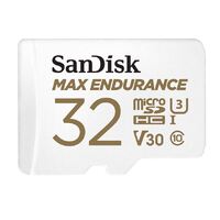 SanDisk Max Endurance 32GB microSD 100MB s 40MB s 20K hrs 4K UHD C10 U3 V30 -40 degreeC to 85 degreeC Heat Freeze Shock Temperature Water X-ray Proof 