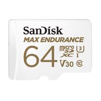 SanDisk Max Endurance 64GB microSD 100MB s 40MB s 20K hrs 4K UHD C10 U3 V30 -40 degreeC to 85 degreeC Heat Freeze Shock Temperature Water X-ray Proof 