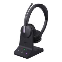 Yealink BH70 Bluetooth Wireless Dual Headset with Stand Teams USB-C A, 3 mic noise cancellation Talk time up to 35h BT51 C Dongle with Type A Adapter