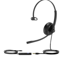 Yealink TEAMS-UH34SE-M-C   Teams Certified Wideband Noise Cancelling Headset USB-C and 3.5mm Jack Leather Ear Piece Controller with Teams Button M
