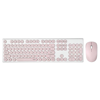  RAPOO X260S Wireless Optical Mouse  Keyboard PINK- 2.4G Connection 10M Range Spill-Resistant Retro Style Round Key Cap(LS S260S-Black White