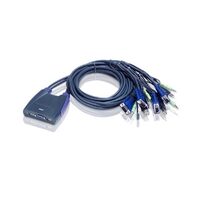 Aten Compact KVM Switch 4 Port Single Display VGA w  audio 1.8m Cable Computer Selection Via Hotkey